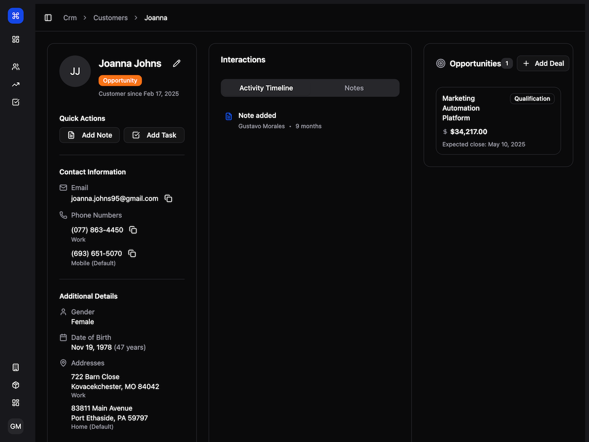 Customer Management screenshot