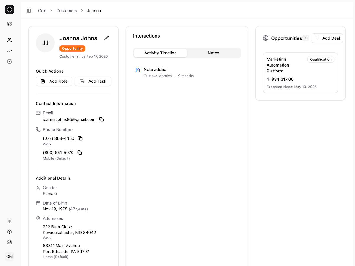 Customer Management screenshot